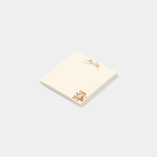 Blijf Gezellige Schattigee Uil met Herfstbladeren Post-it® Notes (Schuin)