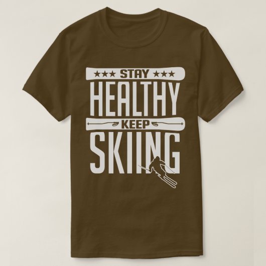 Blijf gezond Blijf skiën wit T-shirt (Design voorkant)