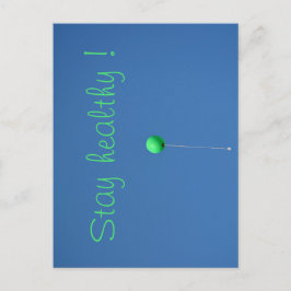 Blijf gezond met groene ballon in de lucht briefkaart