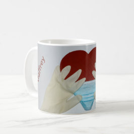 Blijf gezond met mondkapje en uw naam  - koffiemok