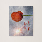 Blijf gezond met rode bloem legpuzzel (Verticaal)