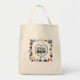 Blijf gezond motivatie ontwerp tote bag