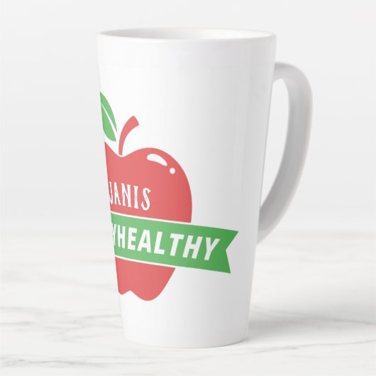 Blijf gezond rode Apple Latte Mok (Rechterhoek)