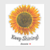 Blijf glanzen met zonnebloem in gele Waterverf Sticker (Vel)