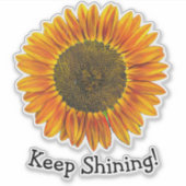 Blijf glanzen met zonnebloem in gele Waterverf Sticker (Voorkant)