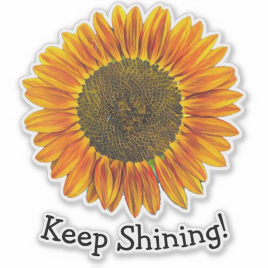 Blijf glanzen met zonnebloem in gele Waterverf Sticker (Voorkant)
