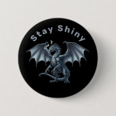 Blijf Glanzend Zilveren Draak Ronde Button 5,7 Cm (Voorkant)