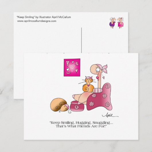 BLIJF GLIMLACHEN Borstkanker Briefkaart (Voorkant / Achterkant)