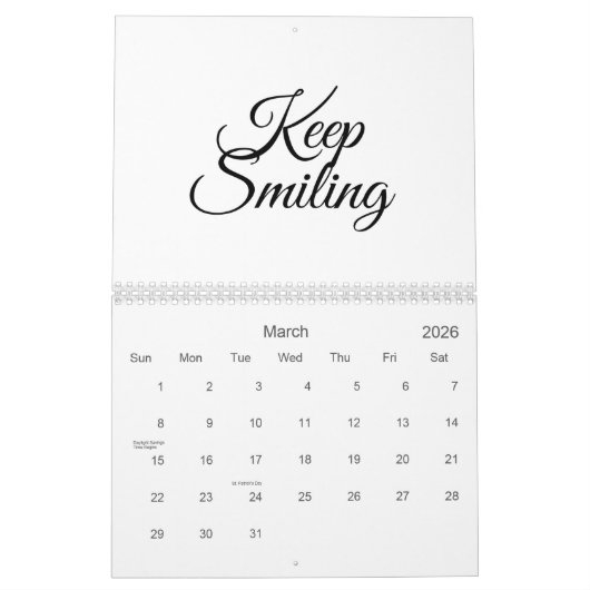 Blijf glimlachen, doe alsof het niet maandag is kalender (Mar 2026)