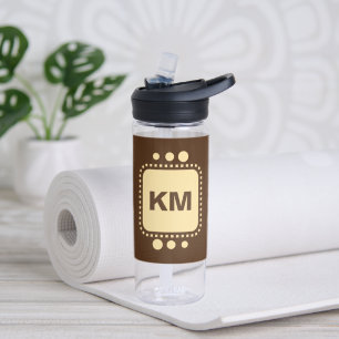Blijf glimlachen en voeg initialen bruin gele Came Waterfles