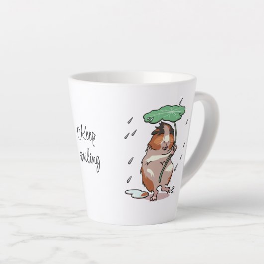 Blijf glimlachen Happy Guinea Pig Genieten van de Latte Mok (Rechterhoek)