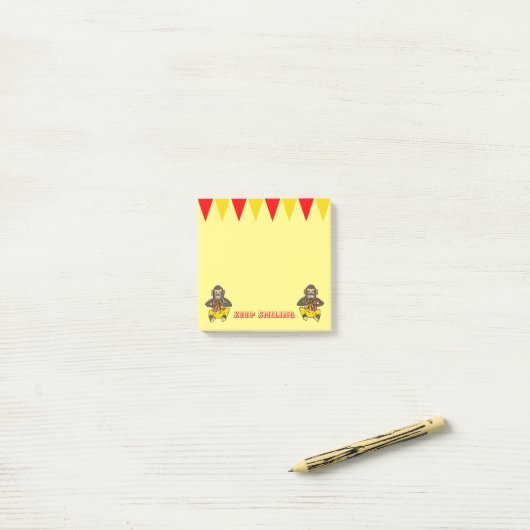 "BLIJF GLIMLACHEN", het leven is een circus Post-I Post-it® Notes (Op bureau)