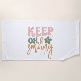 Blijf glimlachen Inspirerend quote wit Strandlaken