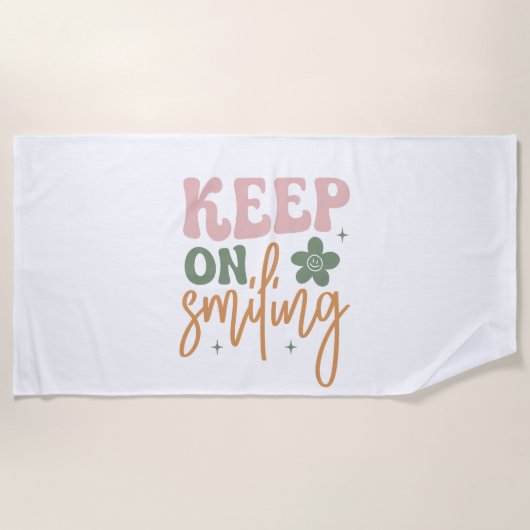 Blijf glimlachen Inspirerend quote wit Strandlaken (Voorkant)