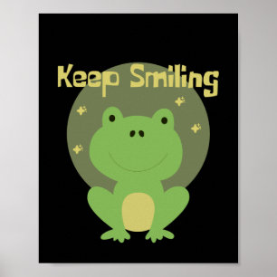 Blijf glimlachen Kawaii groene baby kikker glimlac Poster