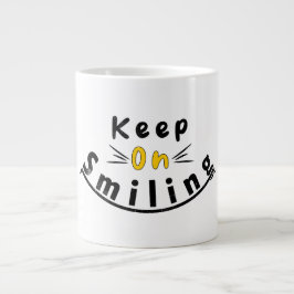 Blijf glimlachen met vrolijke logo grote koffiekop
