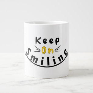 Blijf glimlachen met vrolijke logo grote koffiekop