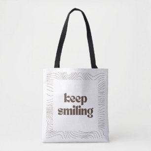 'Blijf glimlachen' Minimalistische Kunst Tote Bag