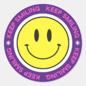 Blijf glimlachen ronde sticker (Voorkant)