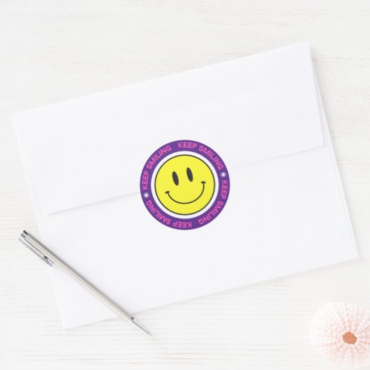 Blijf glimlachen ronde sticker (Envelop)