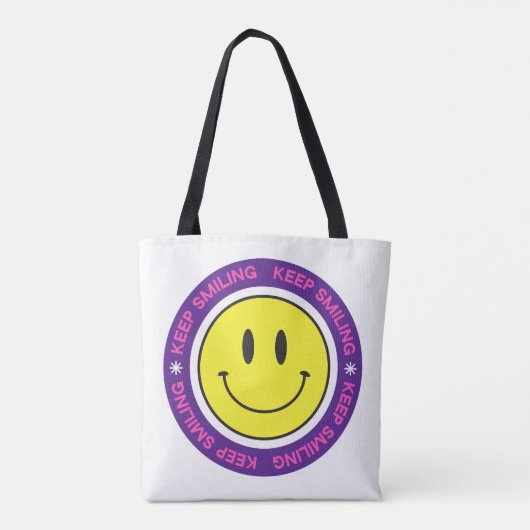 Blijf glimlachen tote bag (Achterkant)