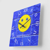 Blijf glimlachen vierkante klok (Hoek)