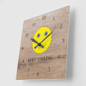 Blijf glimlachen vierkante klok (Hoek)