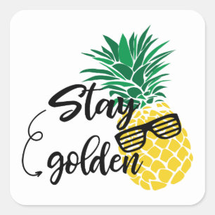 Blijf Golden Beach ananas woorden sticker
