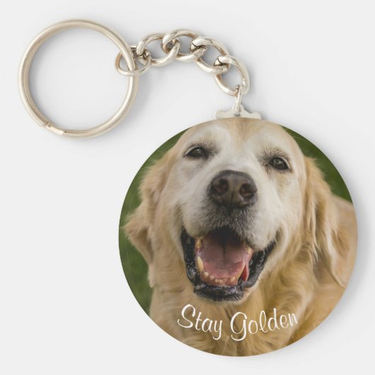 "Blijf Golden" Golden Retriever Sleutelhanger (Voorkant)