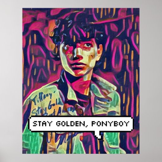 Blijf Golden Ponyboy, kleurrijke 80s retro Poster (Voorkant)