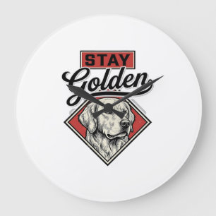 Blijf Golden Retriever Vintage Honden Vector Desig Grote Klok