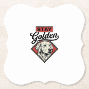 Blijf Golden Retriever Vintage Honden Vector Desig Kartonnen Onderzetters