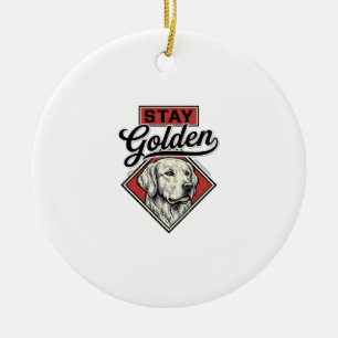Blijf Golden Retriever Vintage Honden Vector Desig Keramisch Ornament