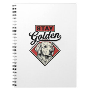Blijf Golden Retriever Vintage Honden Vector Desig Notitieboek
