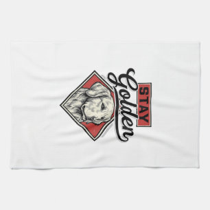 Blijf Golden Retriever Vintage Honden Vector Desig Theedoek