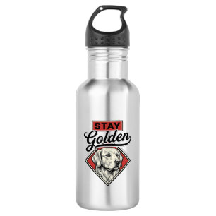 Blijf Golden Retriever Vintage Honden Vector Desig Waterfles