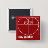 Blijf Golden Vierkante Button 5,1 Cm (Voorkant /achterkant)