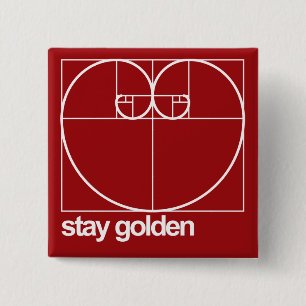 Blijf Golden Vierkante Button 5,1 Cm