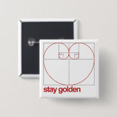 Blijf Golden Vierkante Button 5,1 Cm (Voorkant /achterkant)