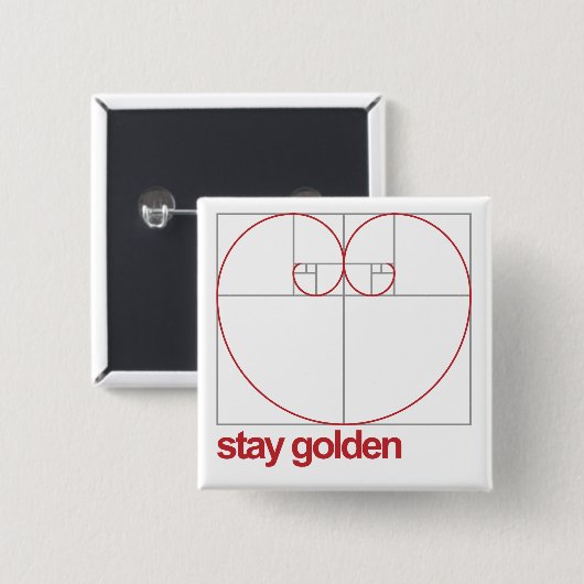 Blijf Golden Vierkante Button 5,1 Cm (Voorkant /achterkant)