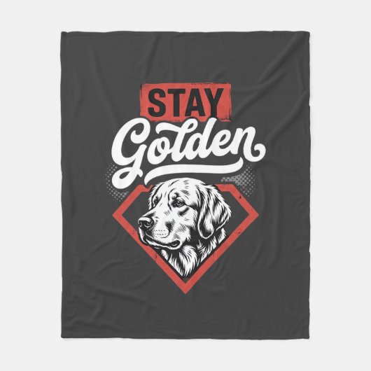 Blijf Goud Goud Retriever Retro Hond Fleece Deken (Voorkant)
