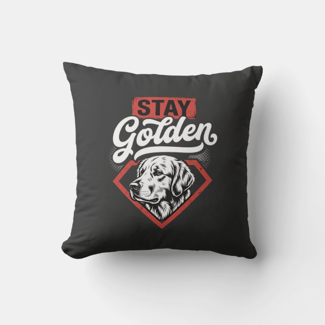 Blijf Goud Goud Retriever Retro Hond Kussen (Voorkant)