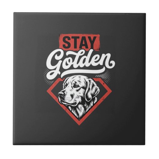 Blijf Goud Goud Retriever Retro Hond Tegeltje (Voorkant)