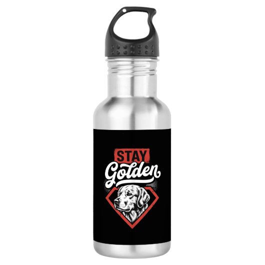 Blijf Goud Goud Retriever Retro Hond Waterfles (Voorkant)