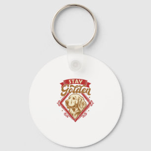 Blijf Gouden Retriever Hond Rode Diamant_1 Sleutelhanger