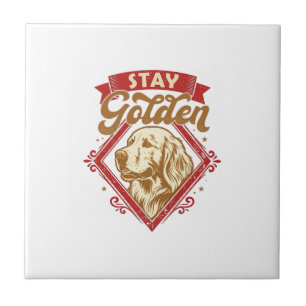 Blijf Gouden Retriever Hond Rode Diamant_1 Tegeltje