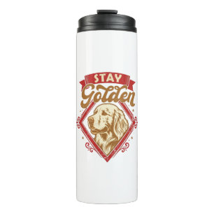 Blijf Gouden Retriever Hond Rode Diamant_1 Thermosbeker
