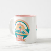 Blijf Gouden Retro Surf Mok Kust Boho (Voorkant links)