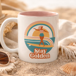 Blijf Gouden Retro Surf Mok Kust Boho