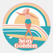 Blijf Gouden Retro Surf Sticker Kust Boho Strand (Voorkant)
